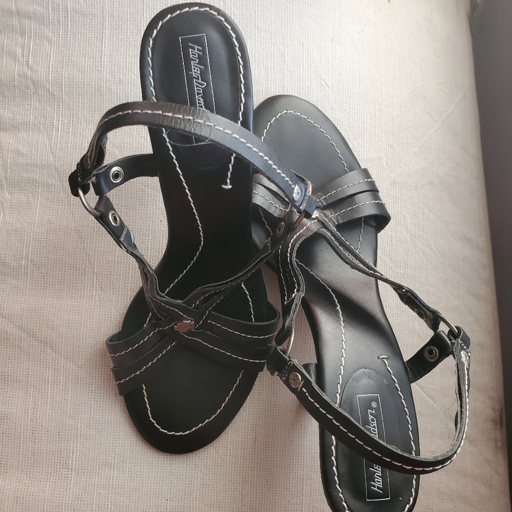 Harley-Davidson Sandals / HeelBlack Leather Size 8EXCELLENT CONDITION